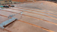 Cubierta de cobre en polideportivo de Alcorcón (Madrid).<br>Cubierta de cobre. Línea de vida en cubierta de junta alzada