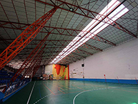 Rehabilitación de cubierta Polideportivo Reinosa (Cantabria).<br>Rehabilitación de cubiertas. Chapa de acero prelacada